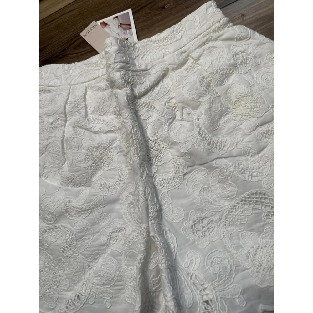 NWT! Nation LTD Archer Appliqué Cotton Shorts in White Size Medium - Picture 6 of 8